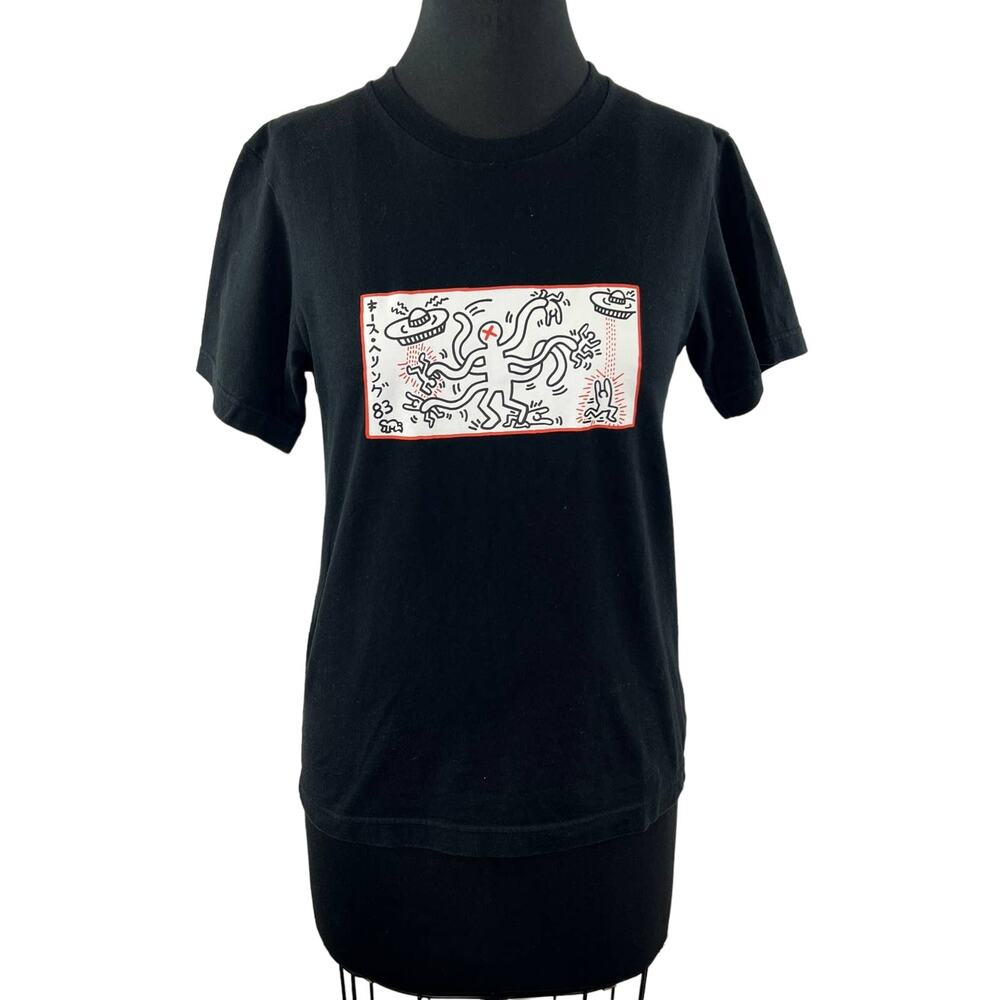 Uniqlo KEITH HARING Black Shirt Man Dance Art Short Sleeve Casual Unisex XXS